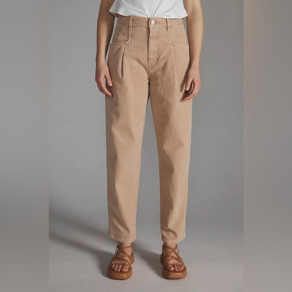 Anthropologie Closed Pearl Sandstone Tan Barrel Leg Jeans 26 Grunge Indie Sleeze